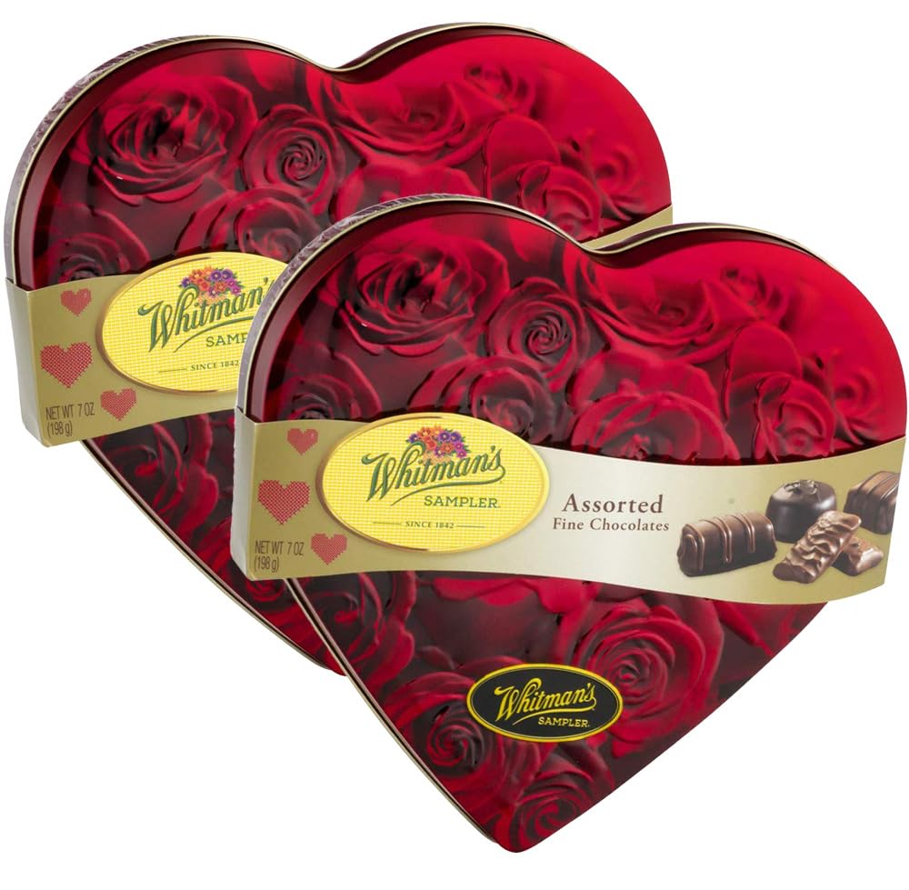 Valentine's Day Assorted Chocolates Gift Tin Basket - 2 Pack Heart Shaped Box With Assorted Milk Chocolate Truffles For Valentine's Day Gifts, Anniversary, Birthdays, Party & Treats