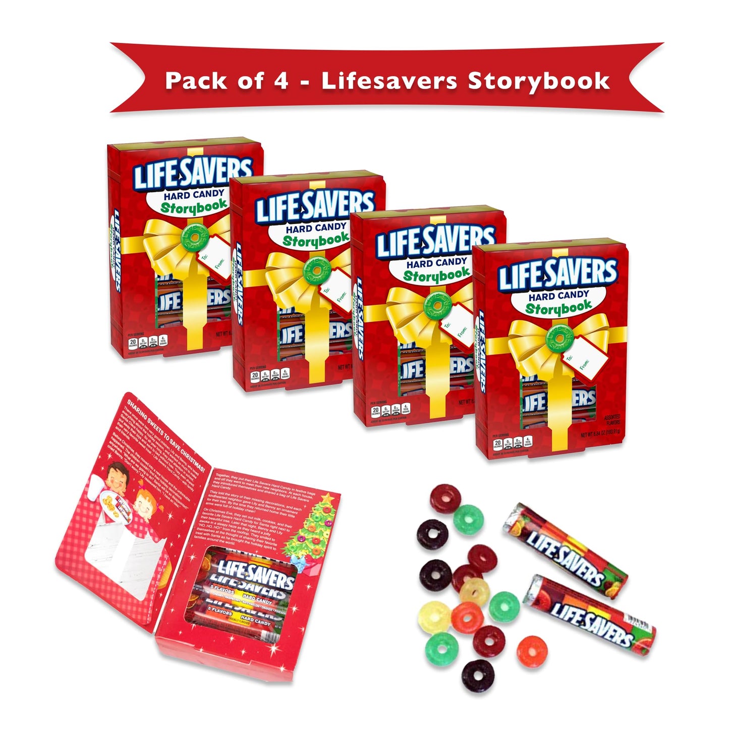Lifesavers Christmas Candy Book 4 Pack of Lifesavers Hard Candy Lifesaver Storybook Candy. Christmas Candy Lifesaver Book, Life Saver Book Candy, Life Saver Christmas Book, Lifesaver Story Book